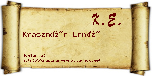 Krasznár Ernő névjegykártya